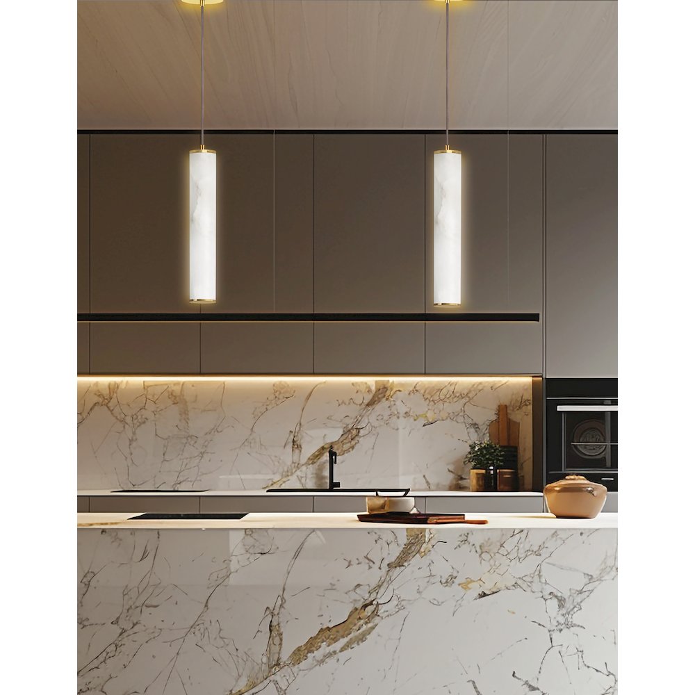 10W Pendant in Aged Brass w/ Alabaster Diffuser. Picture 3