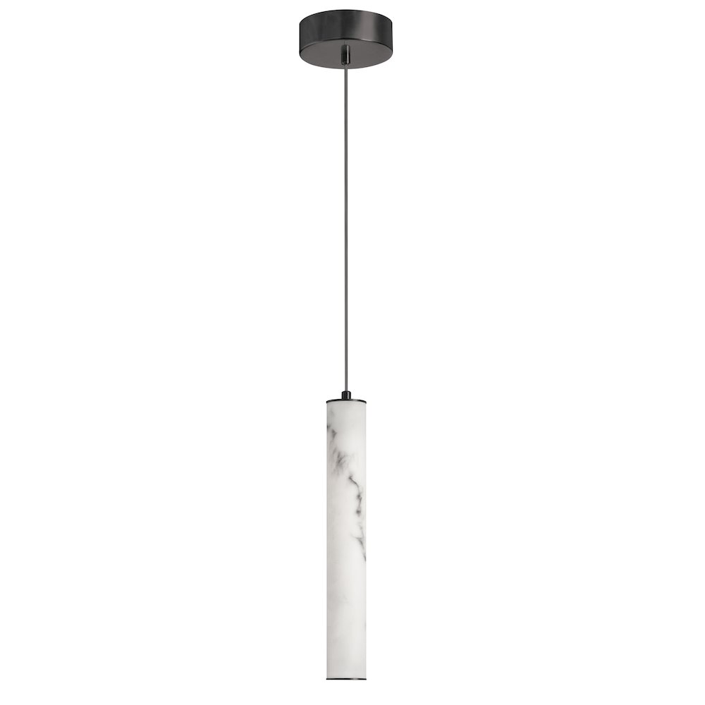 10W Pendant in Matte Black w/ Alabaster Diffuser. Picture 1