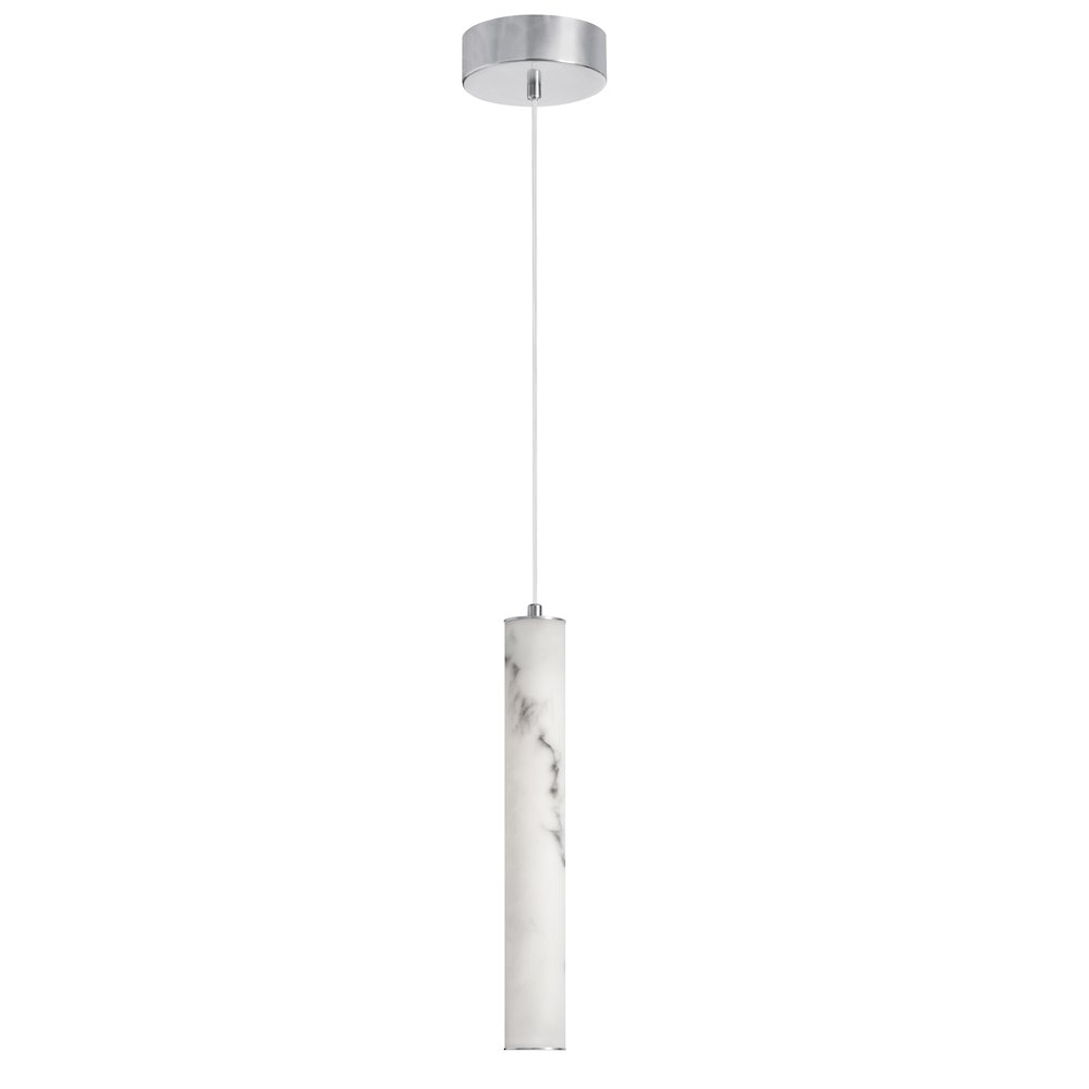 10W Pendant in Polished Chrome w/ Alabaster Diffuser. Picture 1