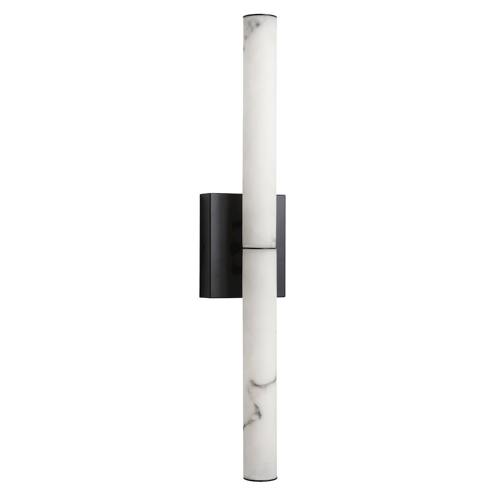 20W Matte Black Wall Sconce w/ Alabaster Diffuser. Picture 1