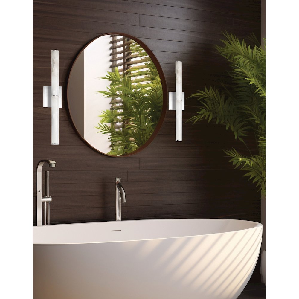 20W Polished Chrome Wall Sconce w/ Alabaster Diffuser. Picture 3