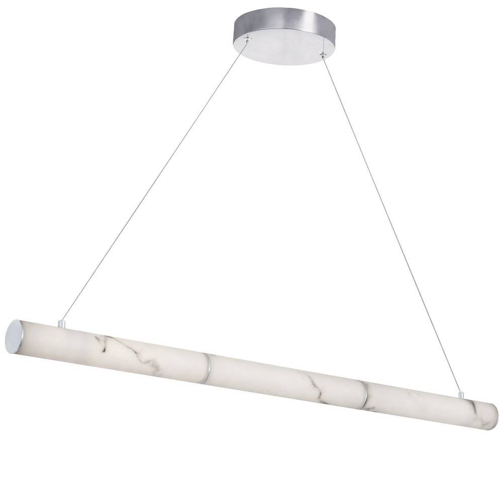 30W Polished Chrome Horizontal Pendant w/ Alabaster Diffuser. Picture 1