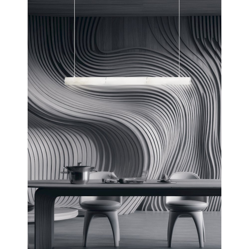 30W Polished Chrome Horizontal Pendant w/ Alabaster Diffuser. Picture 3