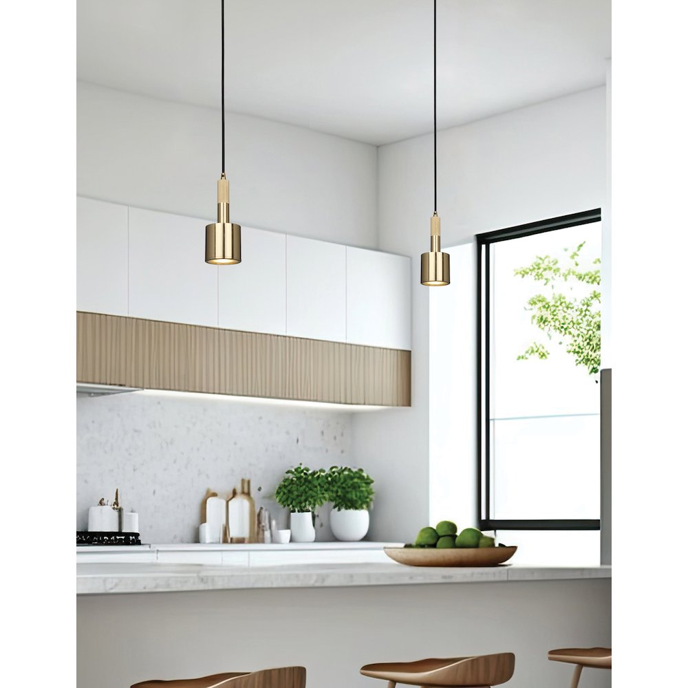 1 Light Pendant Aged Brass with Frosted Diffuser. Picture 3