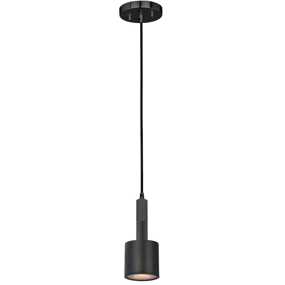 1 Light Pendant Matte Black with Frosted Diffuser. Picture 1