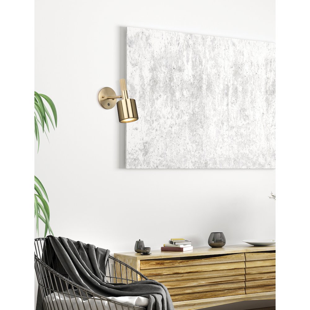 1 Light Halogen Wall Satin Chrome Aged Brass with Frosted Diffuser. Picture 3