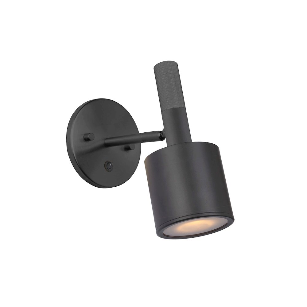 1 Light Wall Satin Chrome Matte Black with Frosted Diffuser. Picture 1