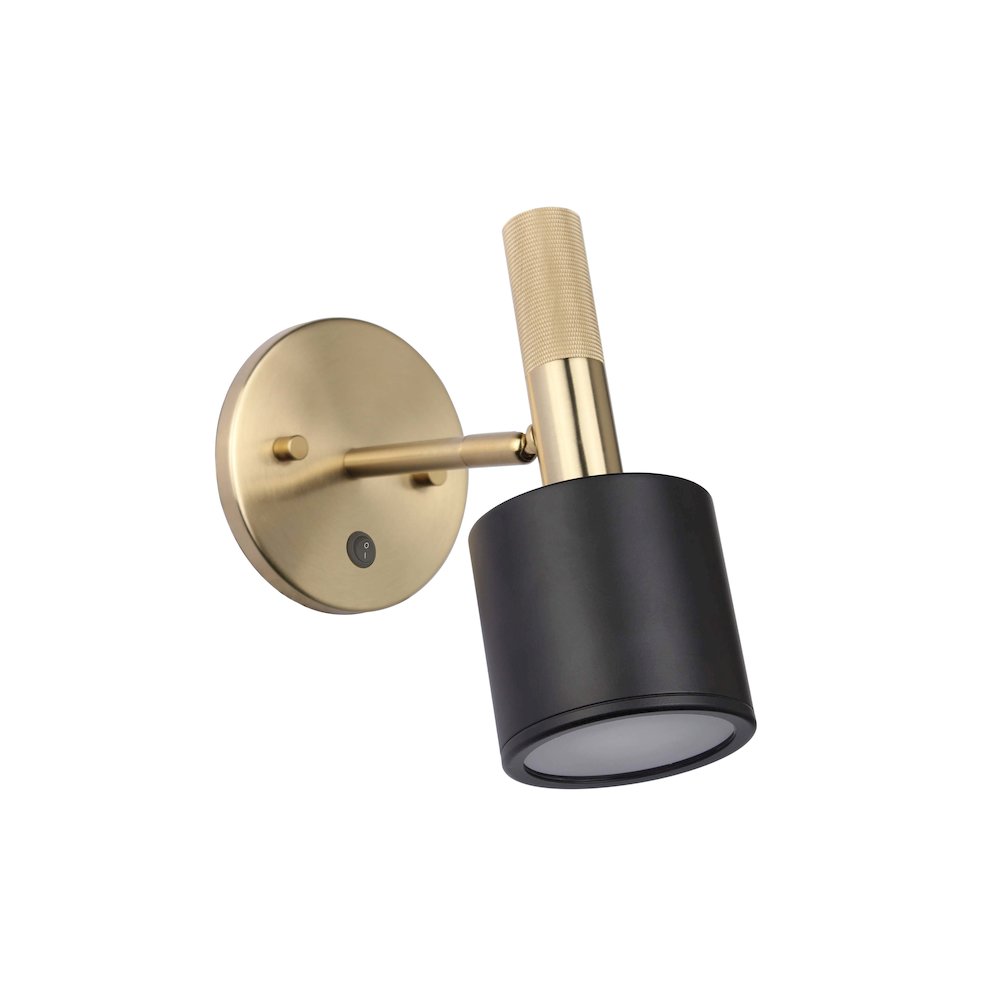 1 Light Wall Satin Chrome Matte Black & Aged Brass with Frosted Diffuser. Picture 1