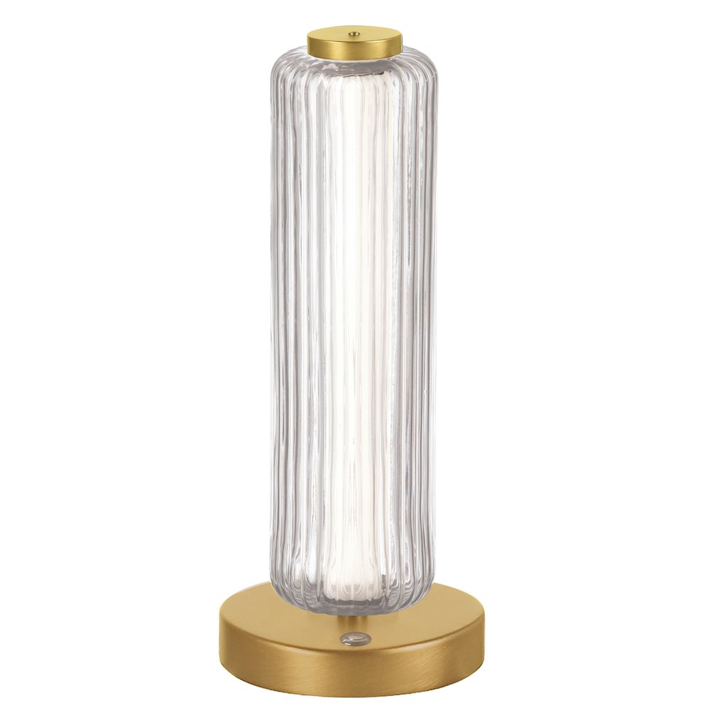 10W Aged Brass Table Lamp w/ Clear Fluted Glass. Picture 1