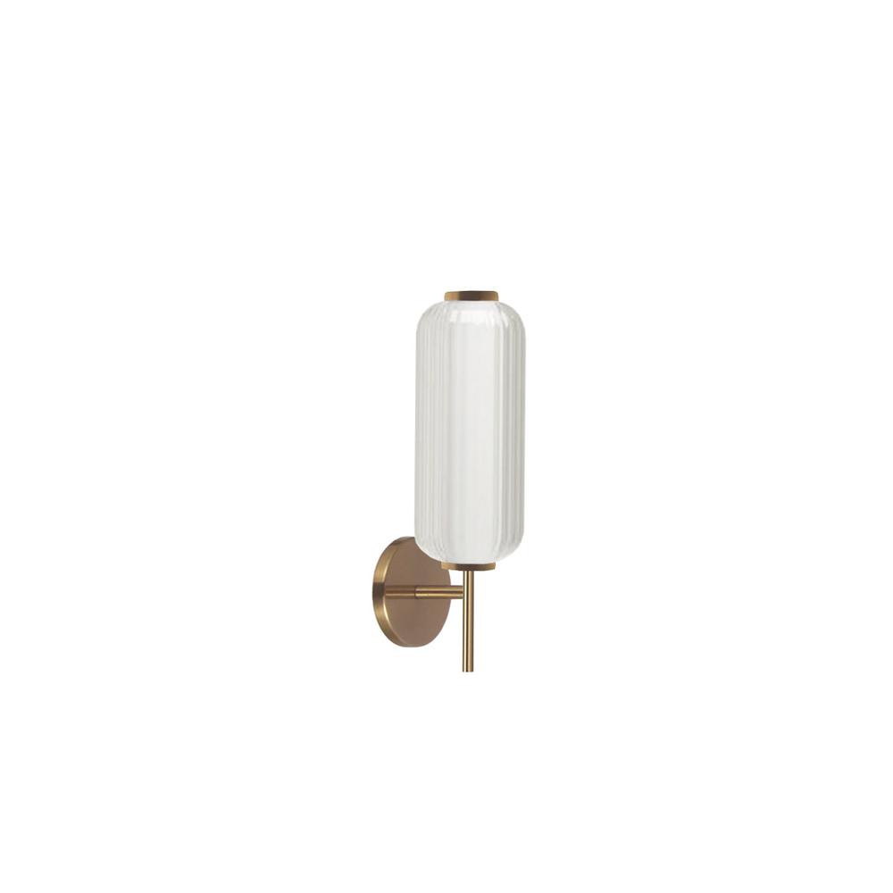 10W Wall Sconce, AGB, CLR Fluted Glass. Picture 1