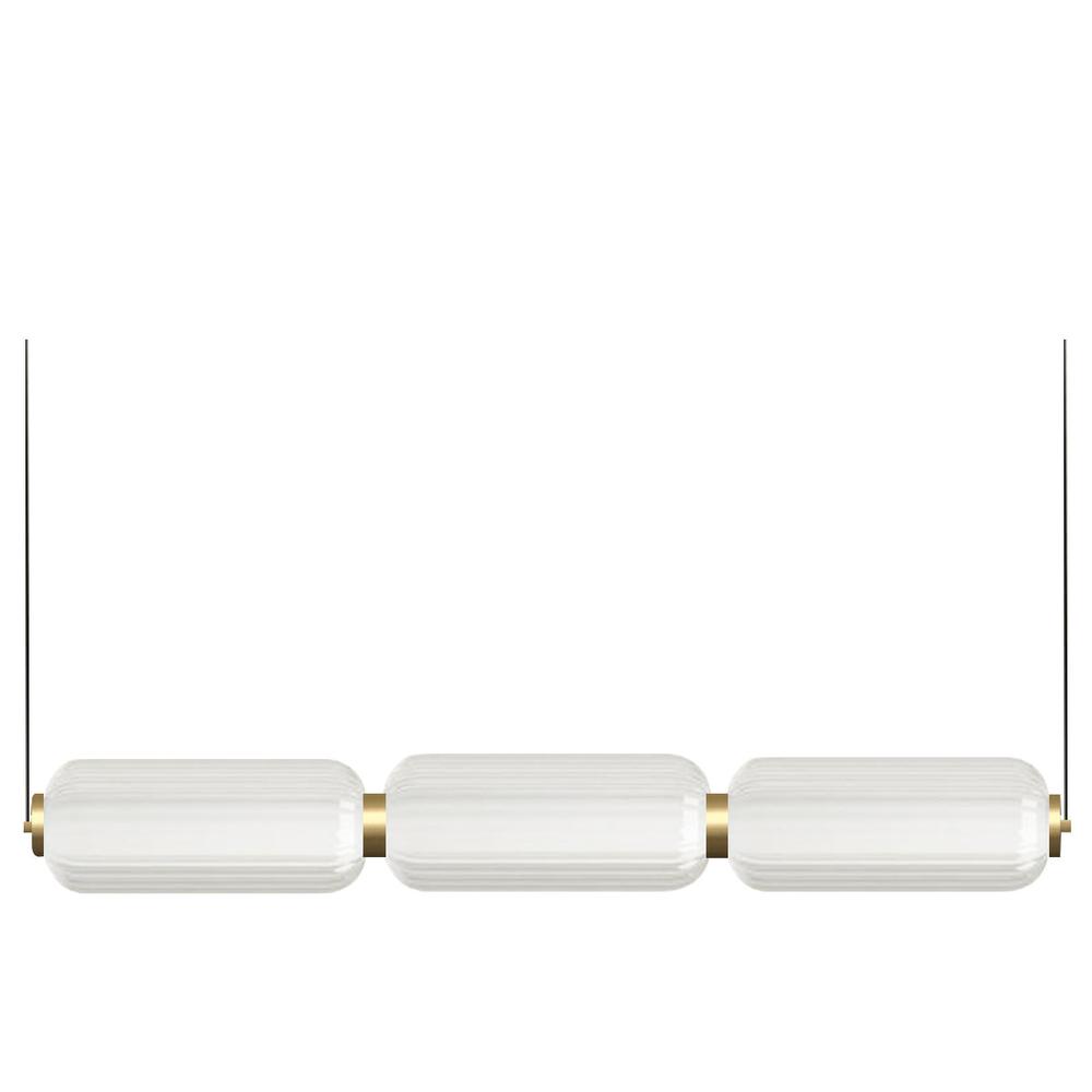 30W Horiz Pendant, AGB, CLR Fluted Glass. Picture 1