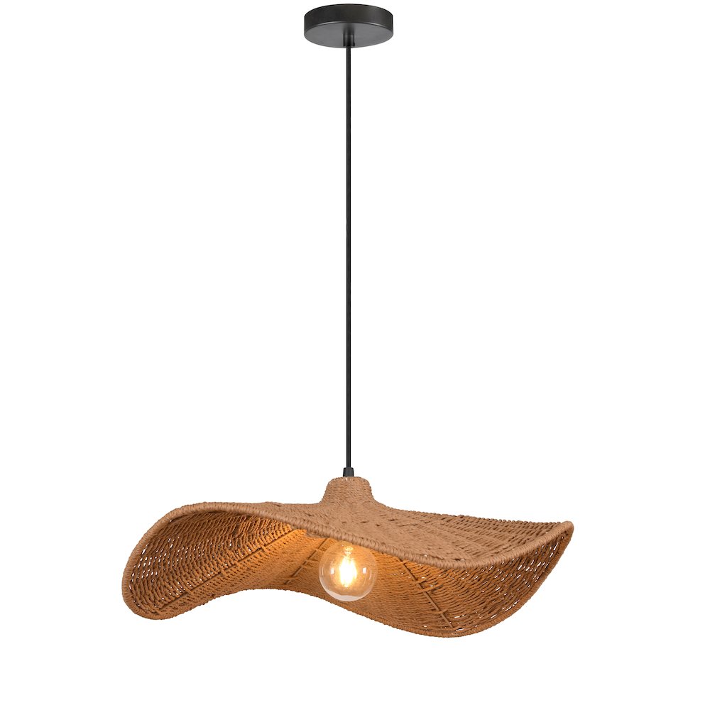 1 Light Incandescent Pendant with Wavy Wicker Shade. Picture 1