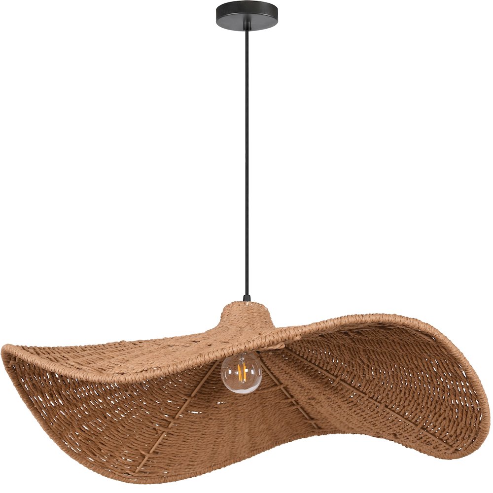 1 Light Incandescent Pendant with Wavy Wicker Shade. Picture 1