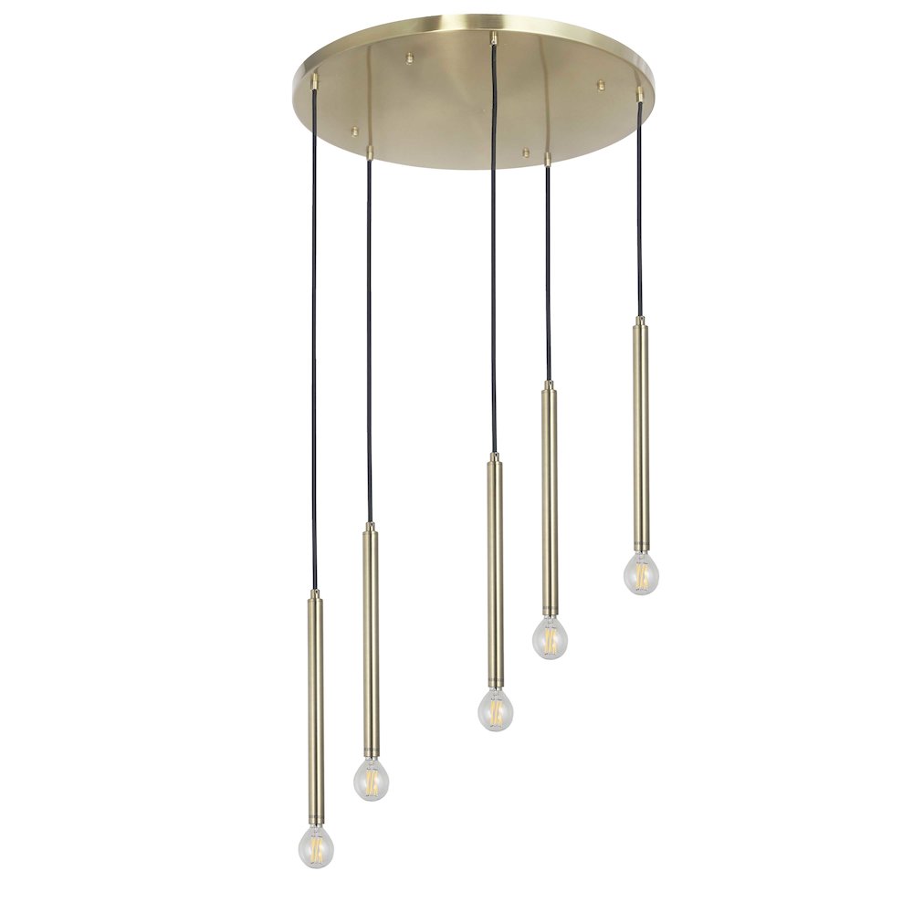 5 Light Pendant in Aged Brass. Picture 1
