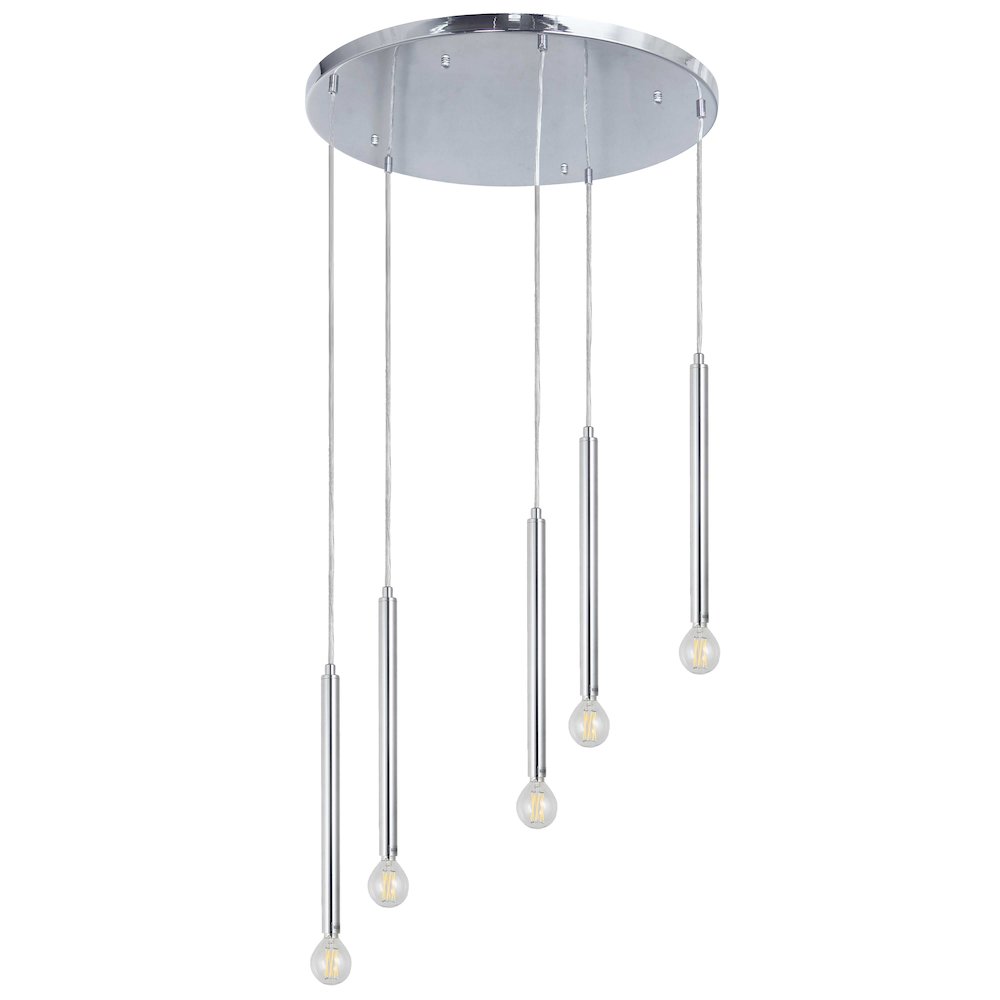 5 Light Pendant in Polished Chrome. Picture 1