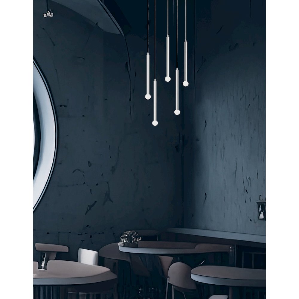 5 Light Pendant in Polished Chrome. Picture 2