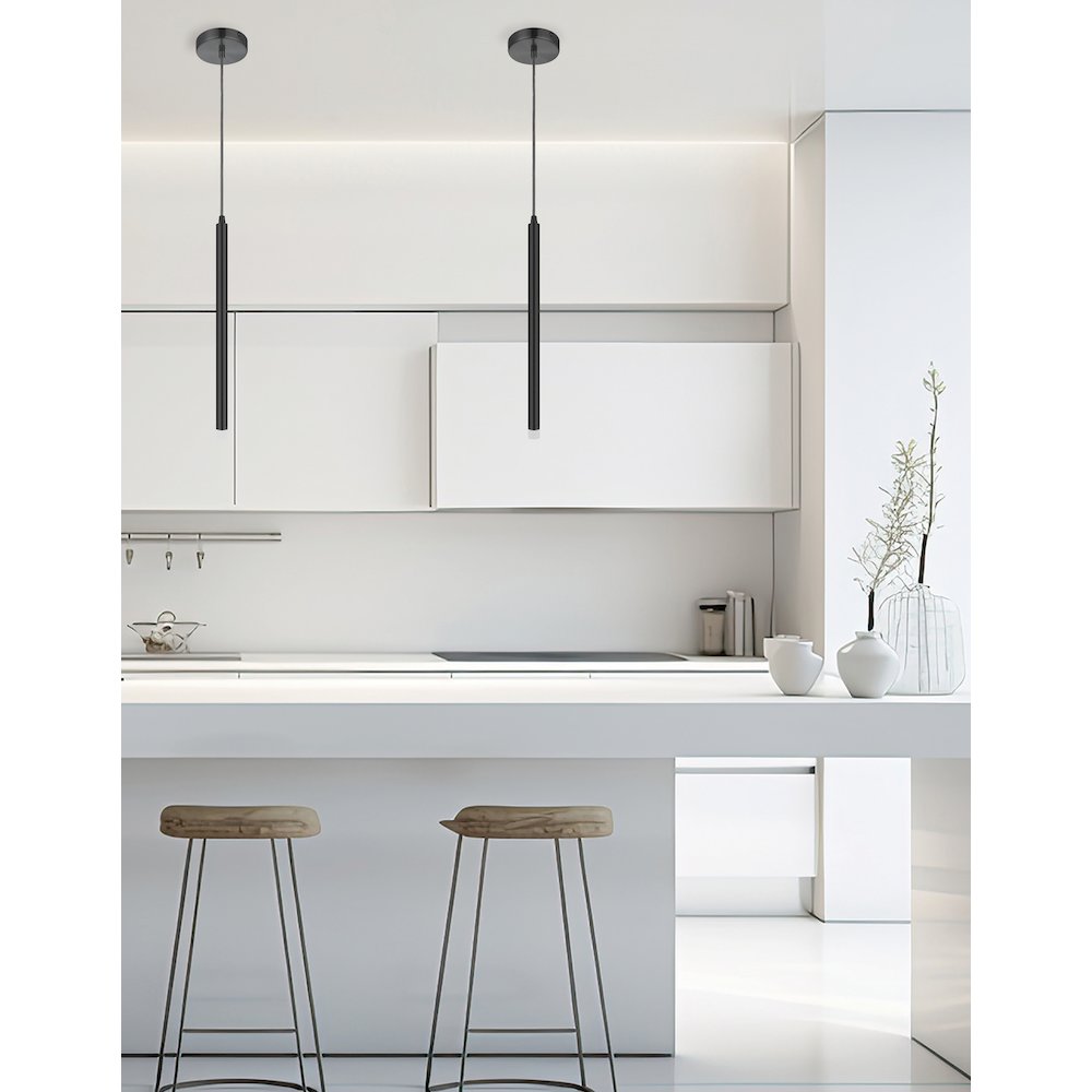 3W Pendant Matte Black with Frosted Acrylic Diffuser. Picture 3