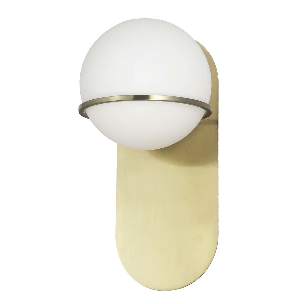 1 Light Halogen Wall Satin Chrome Aged Brass with White Glass. Picture 1