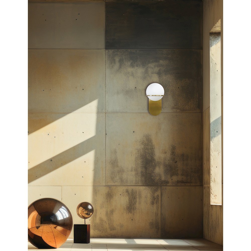 1 Light Halogen Wall Satin Chrome Aged Brass with White Glass. Picture 3