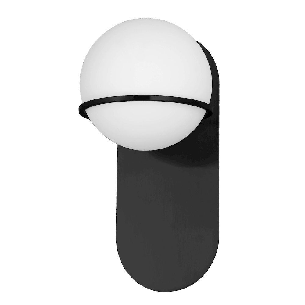 1 Light Halogen Wall Satin Chrome Matte Black with White Glass. Picture 1