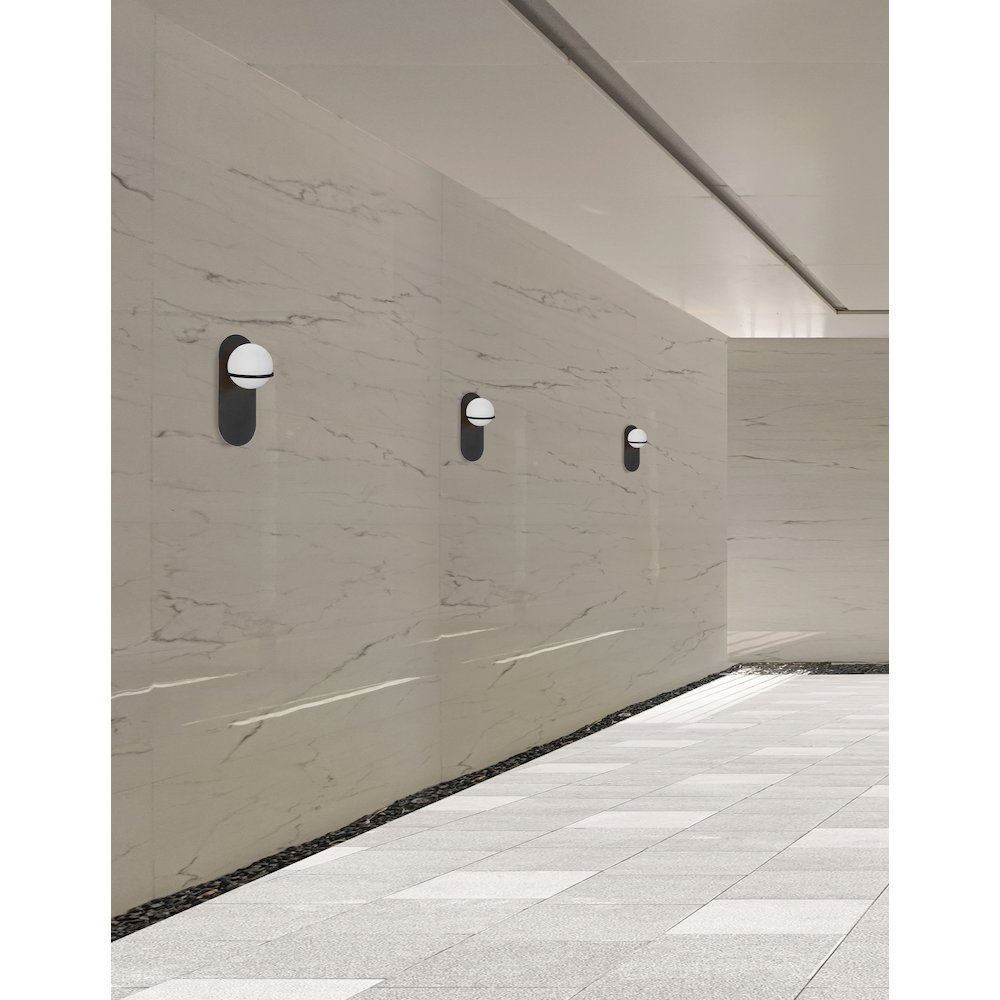 1 Light Halogen Wall Satin Chrome Matte Black with White Glass. Picture 3