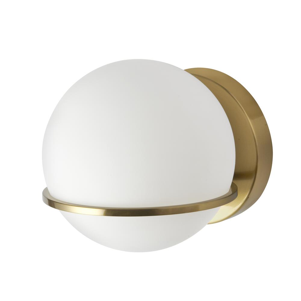 1LT Halogen Wall Sconce, AGB with WH Opal Glass. Picture 1