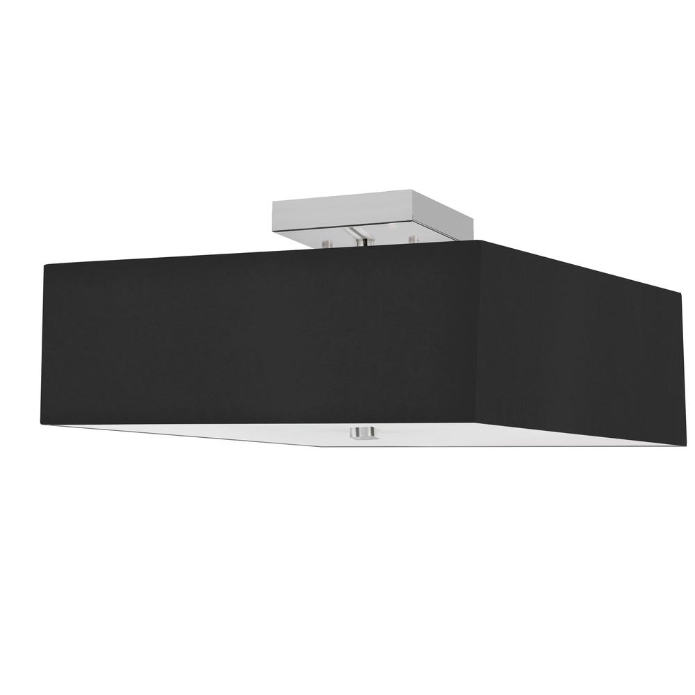 3LT Incandescent Semi-Flush PC, Black Shade. Picture 1