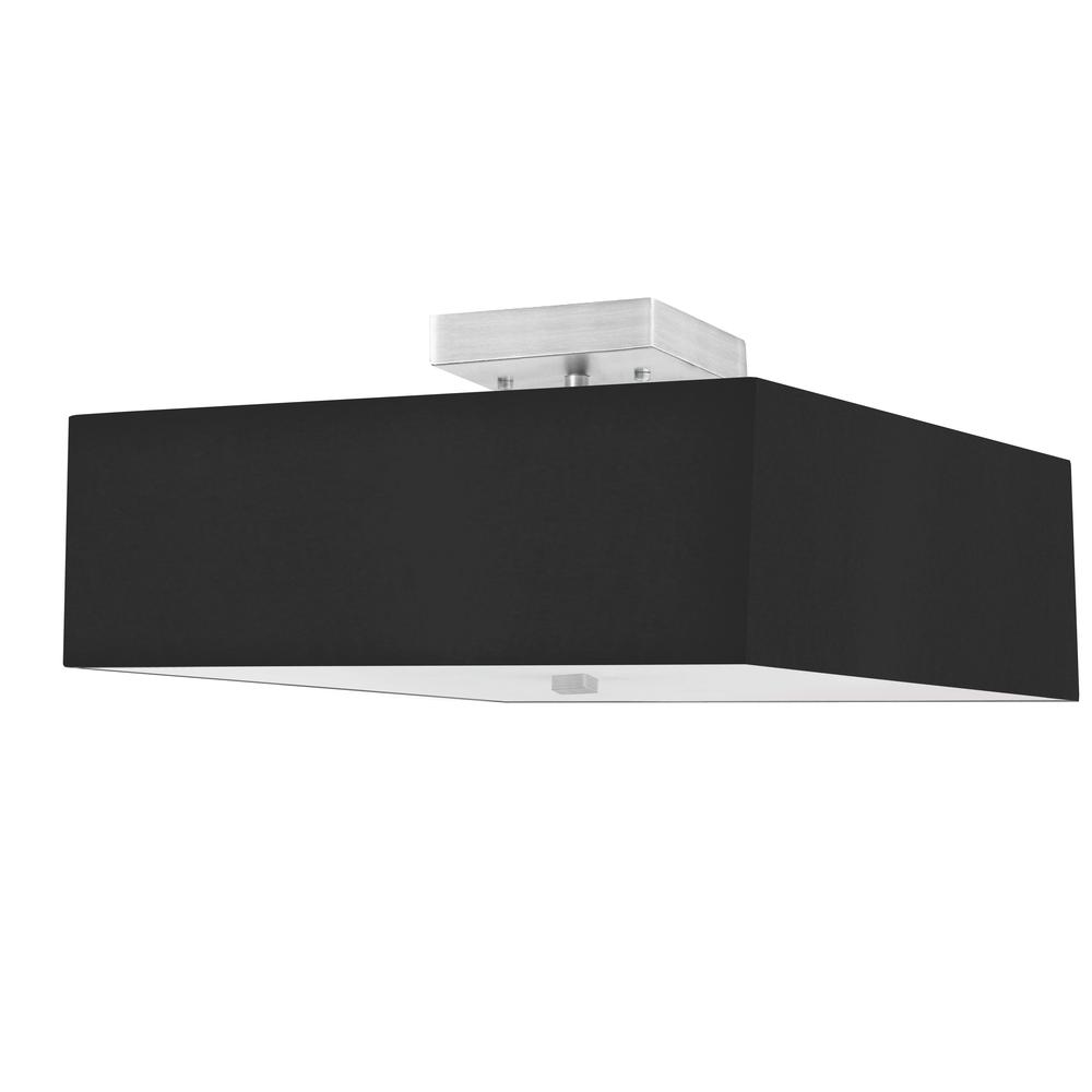 3LT Incandescent Semi-Flush SC, Black Shade. Picture 1