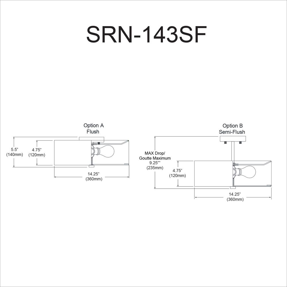 3LT Incandescent Semi-Flush SC, Black Shade. Picture 2
