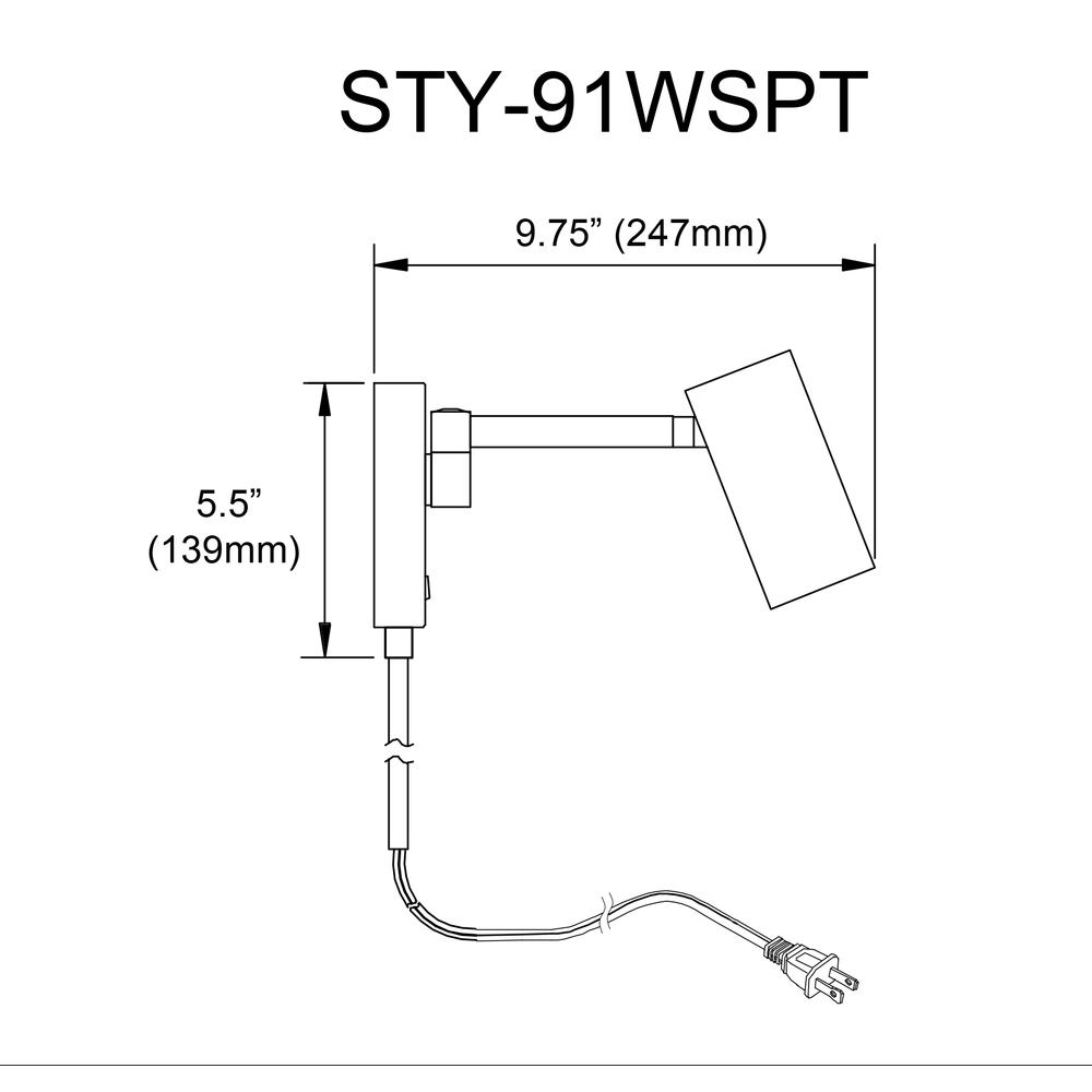1LT Halogen Wall Swing Arm Spotlight, MB. Picture 5