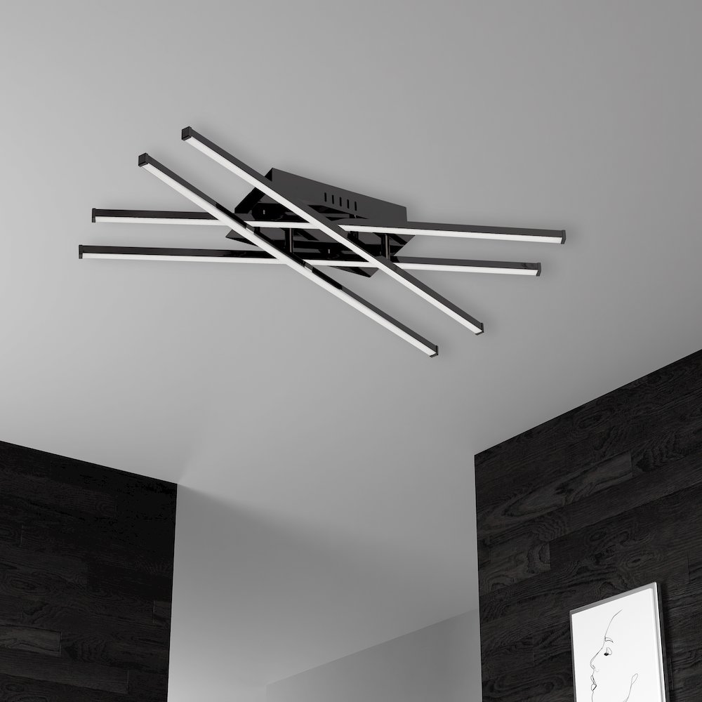 25W LED Flush Mount Matte Black with White Acrylic Diffuser. Picture 3