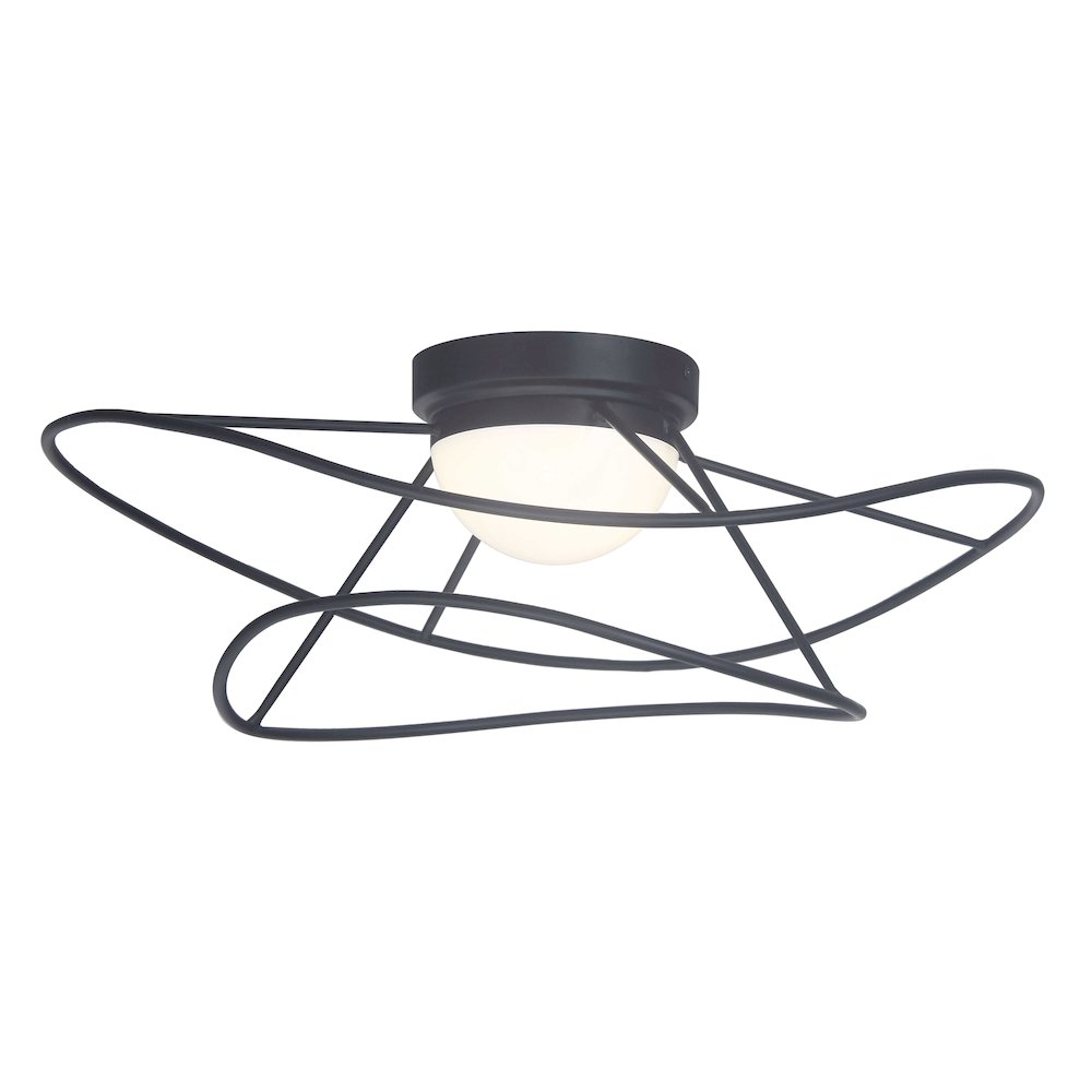 12W Flush Mount Matte Black with White Acrylic Diffuser. Picture 1
