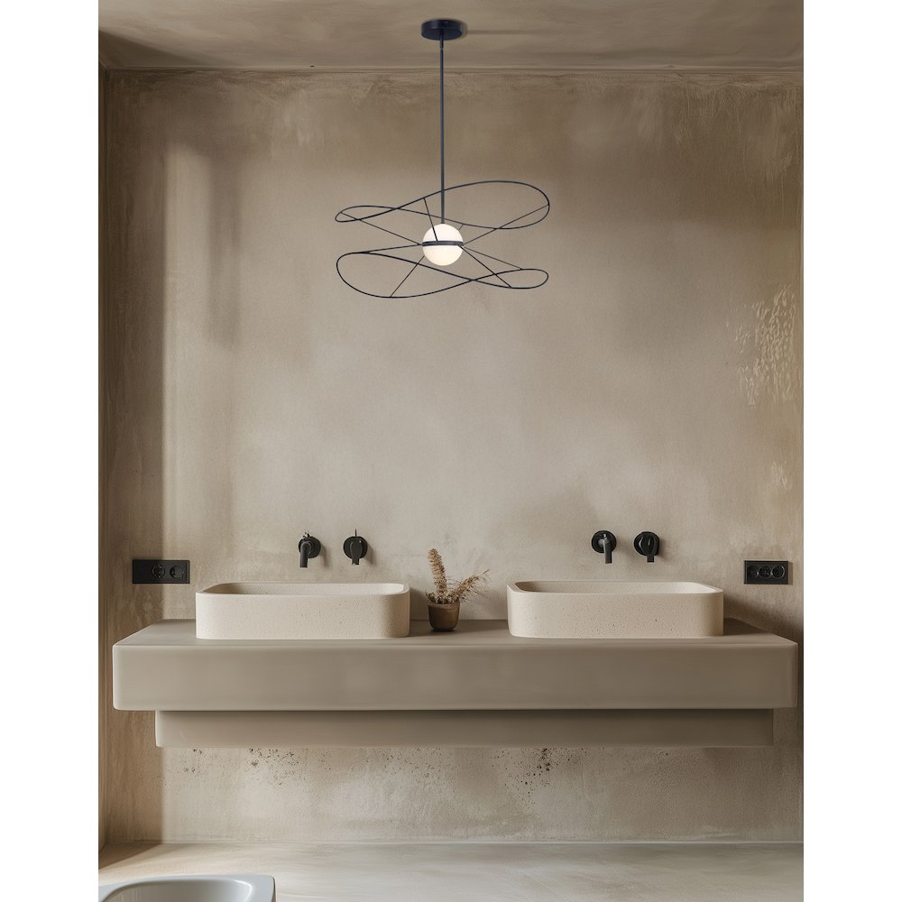 20W Pendant Matte Black with White Acrylic Diffusers. Picture 3