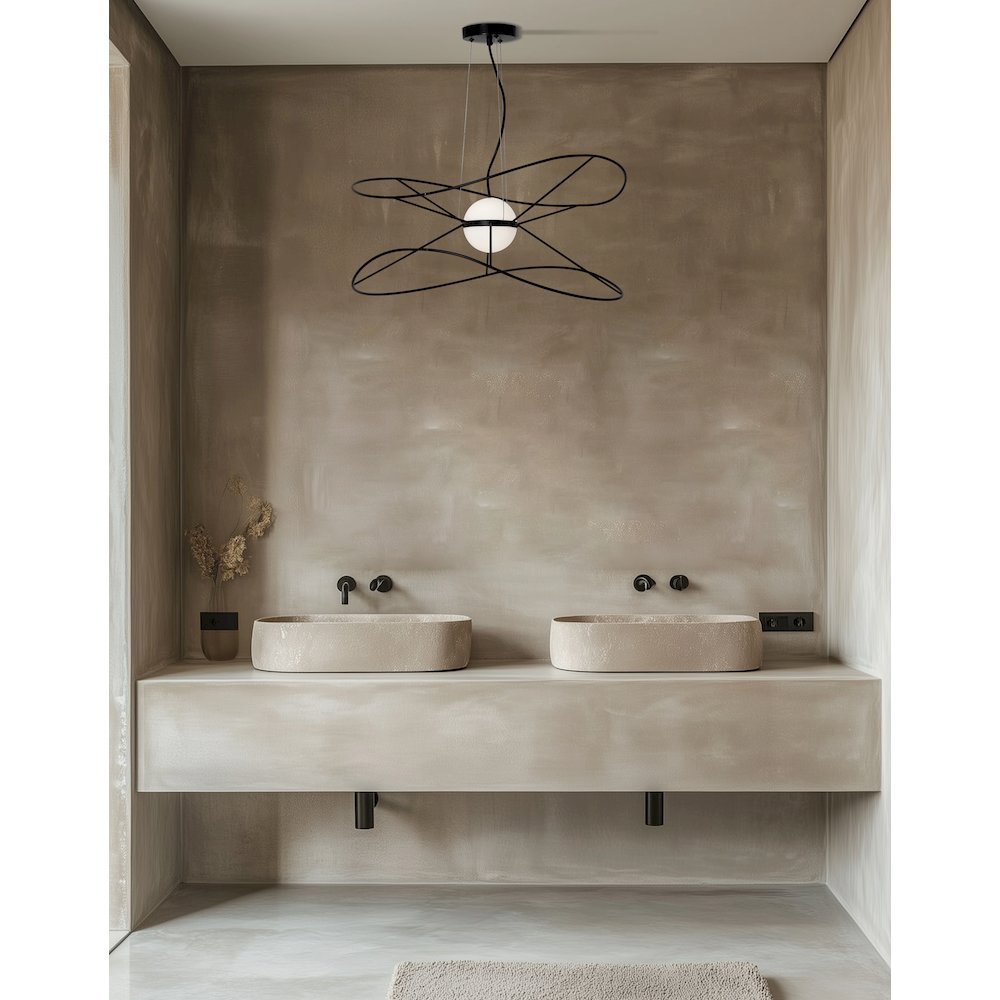 20W Pendant Matte Black with White Acrylic Diffusers. Picture 3