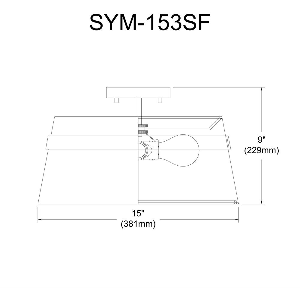 3LT Semi-Flush Mount,  MB, WH Shade. Picture 2