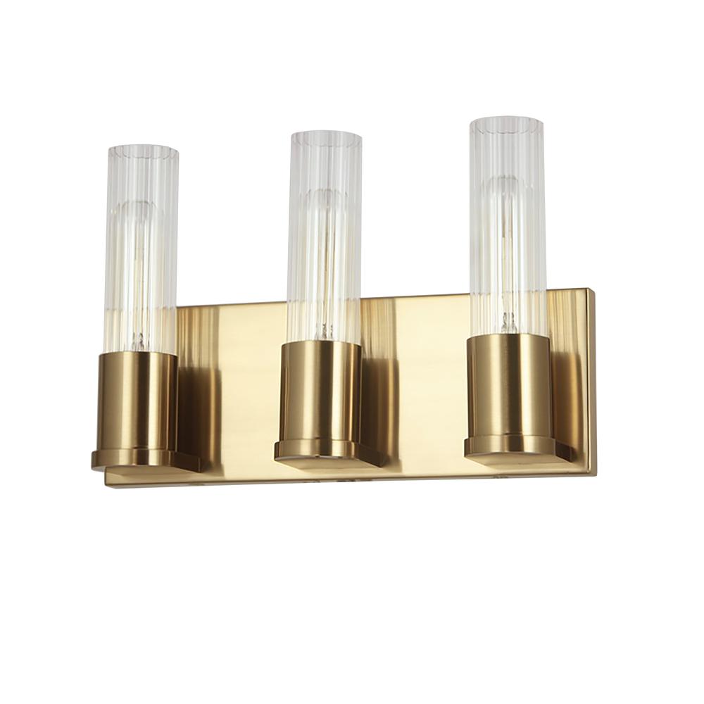 3LT Incandescent Vanity,  AGB, CLR Fluted Glass. Picture 1