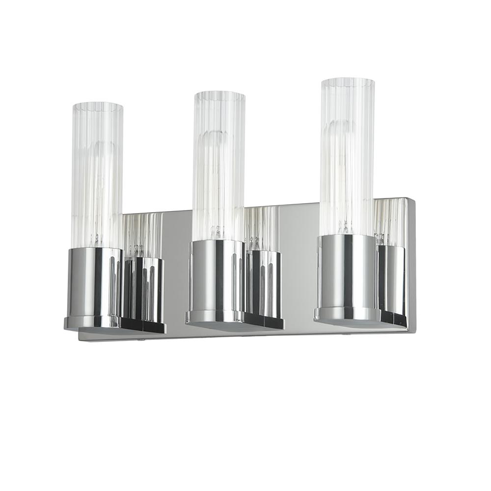 3LT Incandescent Vanity,  PC, CLR Fluted Glass. Picture 1