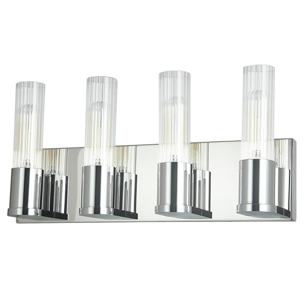 4LT Incandescent Vanity,  PC, CLR Fluted Glass. Picture 1