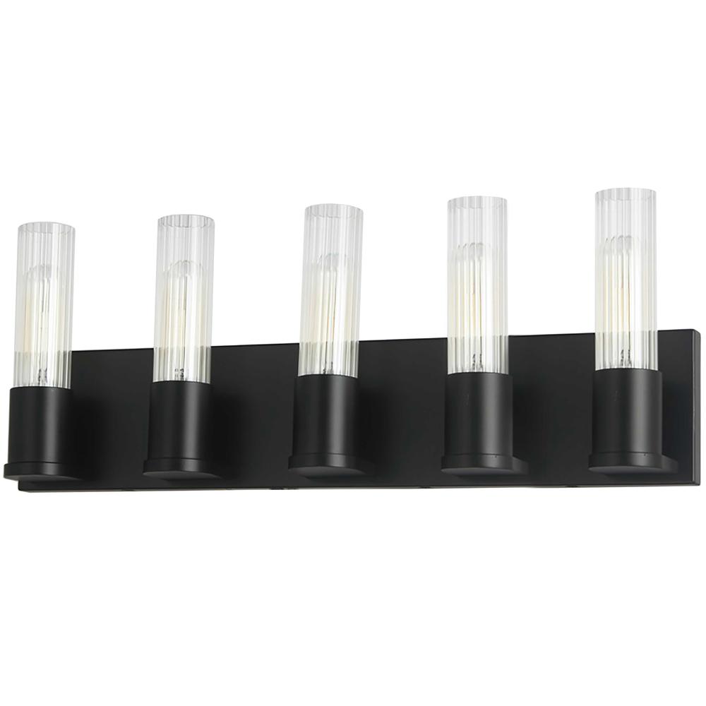 5 LT Incandescent Vanity, MB, CLR Fluted Glass. Picture 1