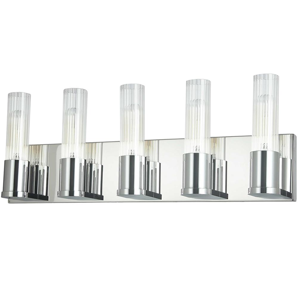 5 LT Incandescent Vanity, PC, CLR Fluted Glass. Picture 1
