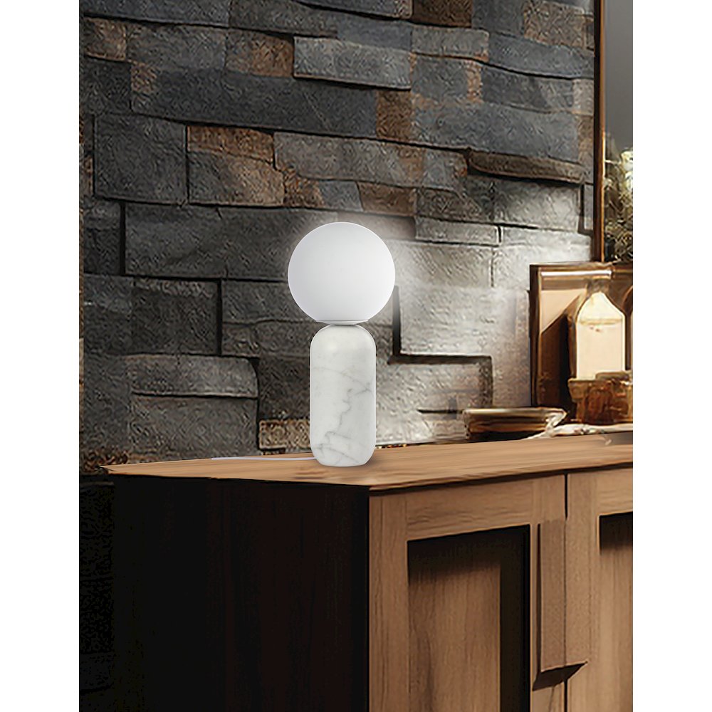 1 Light Alabaster Table Lamp w/ Opal Glass. Picture 3