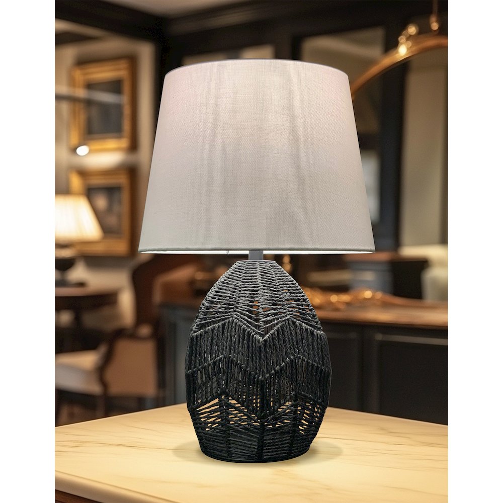 1 Light Table Lamp in Black w/ Beige Shade. Picture 2
