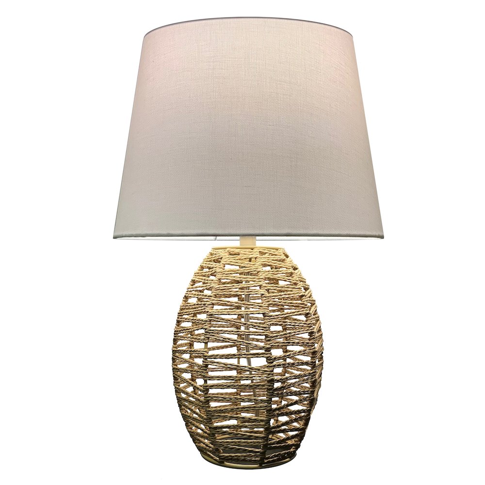 1 Light Table Lamp, Natural w/ Beige Shade. Picture 1