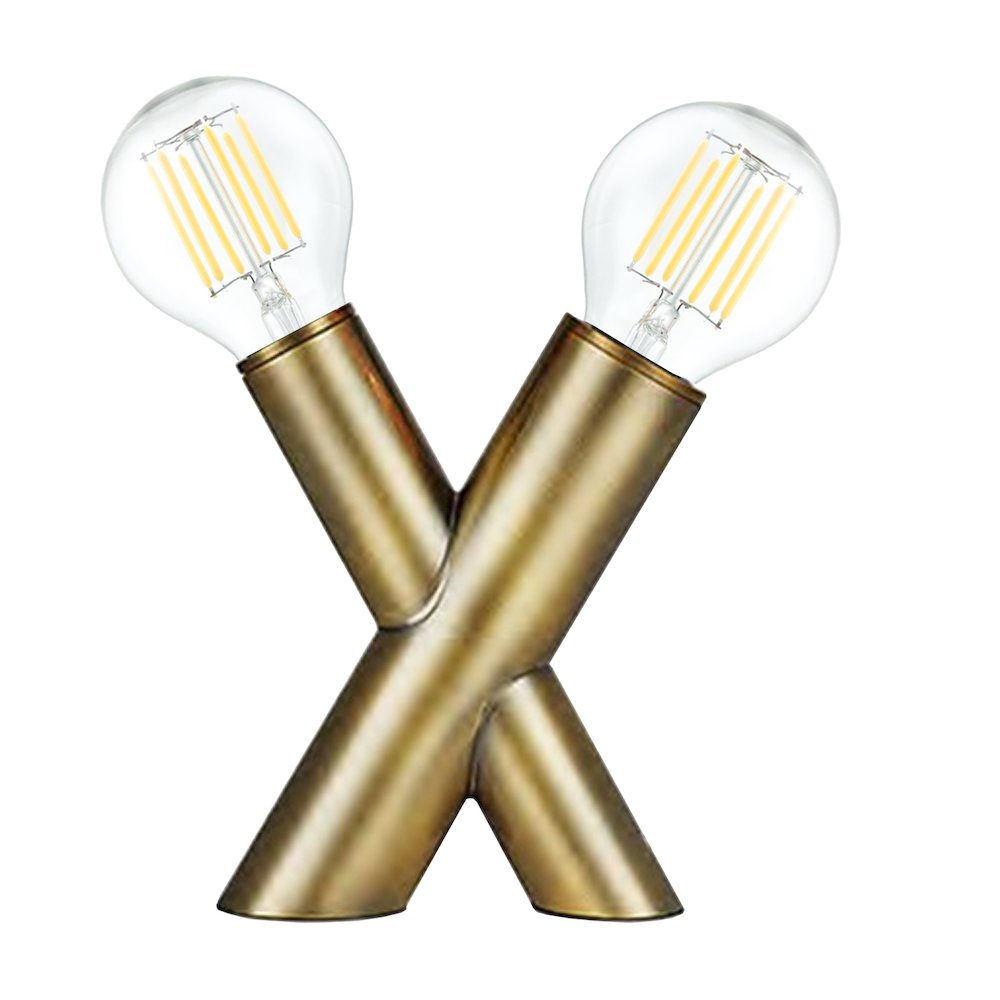 2 Light Table Lamp in Aged Brass. Picture 1