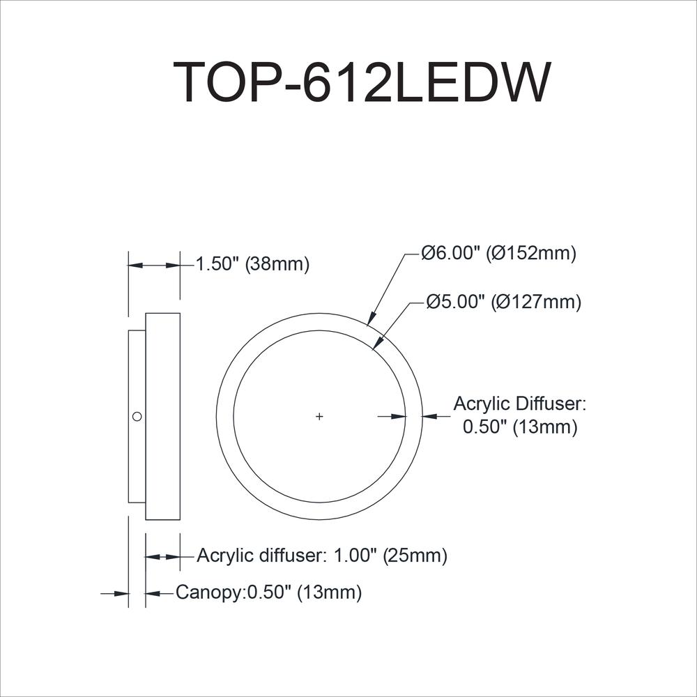 12W Wall Sconce,  MB, FR Acrylic Diffuser. Picture 2