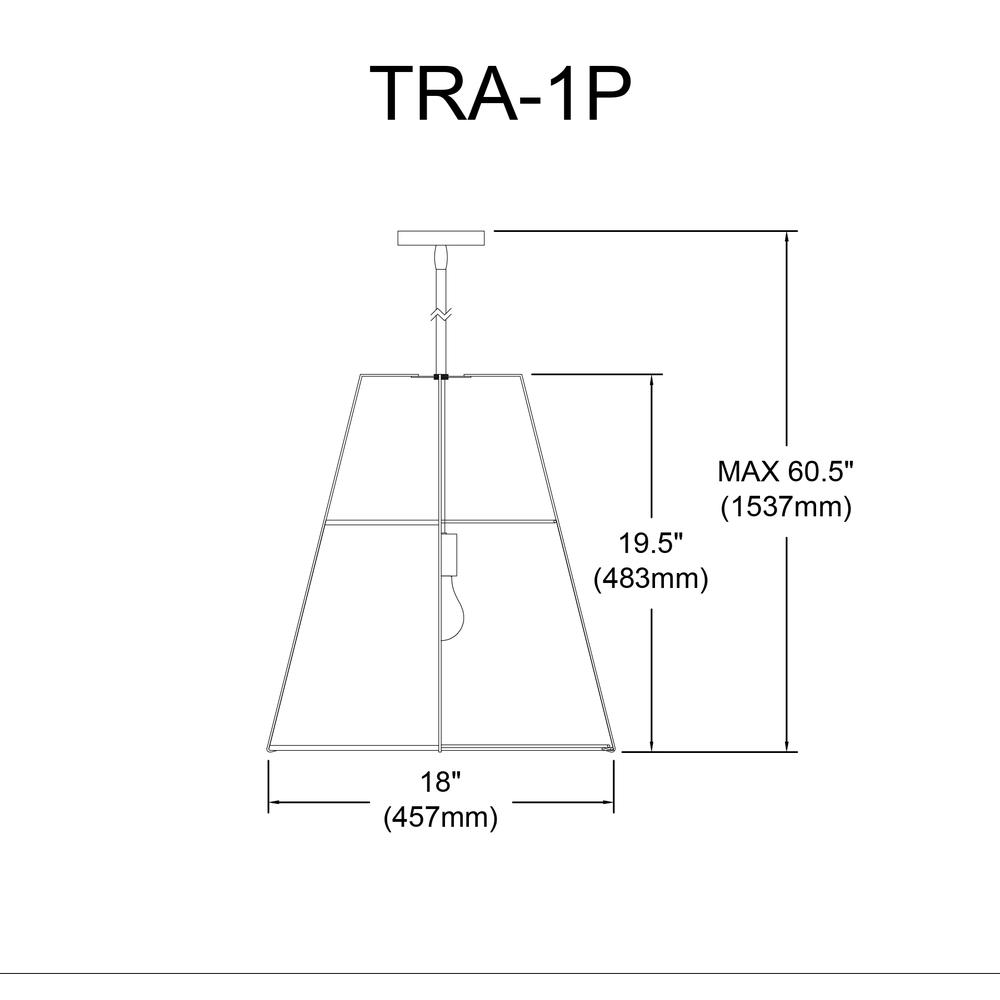 1LT Trapezoid Pendant, GLD with WH Shade. Picture 3
