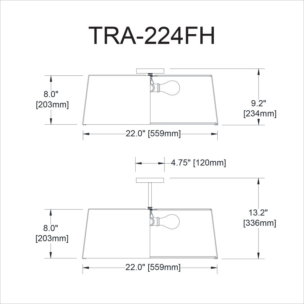 4LT Trapezoid Flush Mount, MB with WH Shade. Picture 2