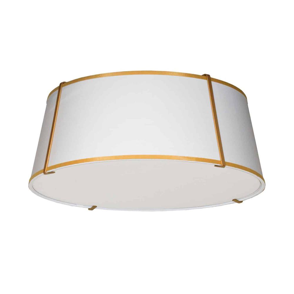 4LT Trapezoid Flush Mount, GLD with WH Shade. Picture 1