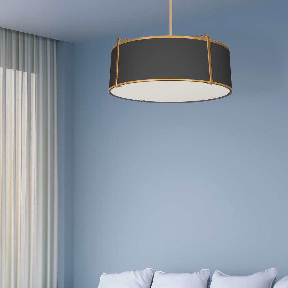 4LT Drum Pendant GLD/BK Shade,790Diff. Picture 2