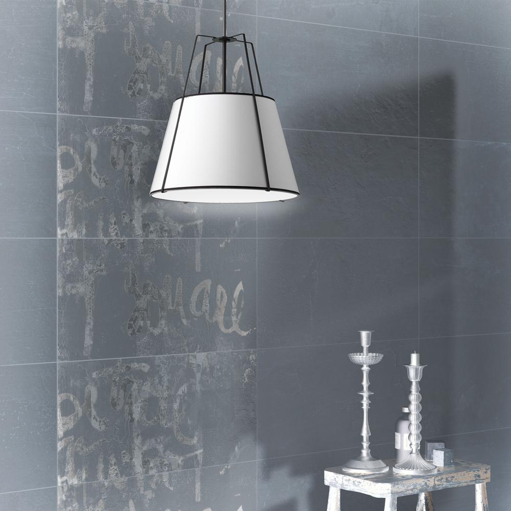 3LT Trapezoid Pendant, MB with WH Shade. Picture 2